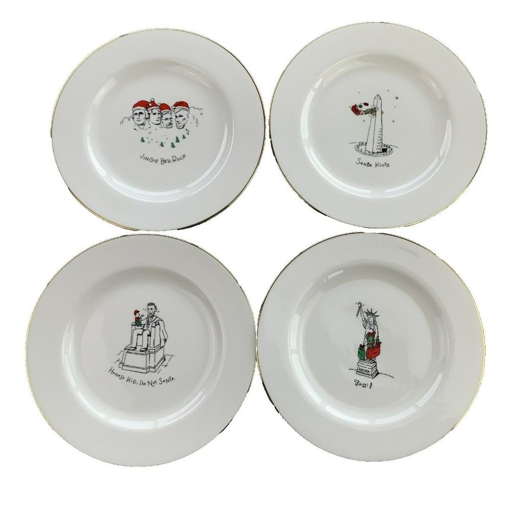 MERRY MASTERPIECES 8" Christmas Dessert Plates Dayton Hudson First Addition 1999